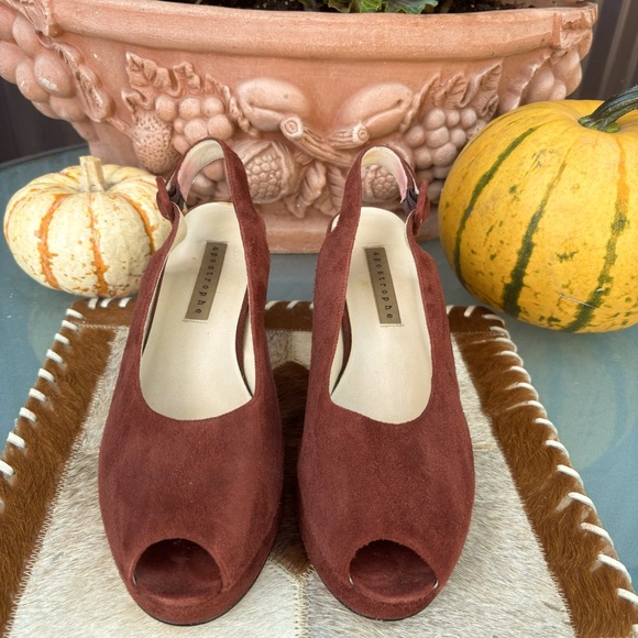 Apostrophe Genuine Suede Block Heel Slingbacks - Picture 2 of 7